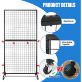 Gridwall Display Rek – 91 x 183 cm | Zwart Metalen Rasterrek met Wielen, T-Vormige Bodem en Stevig Frame | Ideaal voor Beurzen, Winkels & Kunstexposities – Gewicht: 8 kg (18 lbs)