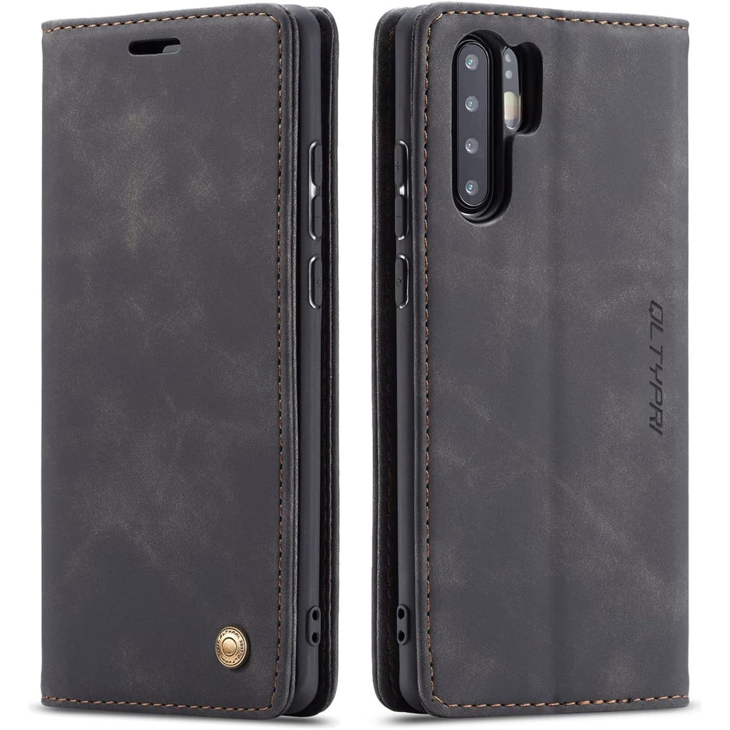 Premium Flip Lederen Wallet Case voor Huawei P40 Lite 5G - 3 Kaartsleuven - Standfunctie - Magnetische Sluiting - Beschermhoes - Zwart