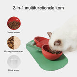 Cherry Kattenvoerbakken Voor Binnenkatten - Keramische Gekantelde Kattenvoerbak Kleine Hondenbakken - Brede Kattenbakken Anti-Geluid Antislip Puppy Eetbak - Anti-Kots Ontwerp - Ergonomisch Ontworpen Om De Wervelkolom Te Beschermen