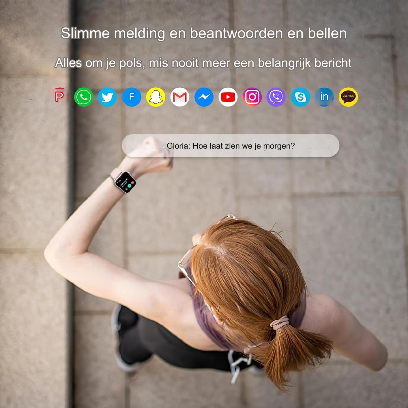 Multifunctioneel Smartwatch  - Met Extra Horlogeband- Bellen/Opnemen - Kunstmatige Intelligentie Stem - 1.85'' Fitnesstracker met SpO2 - Hartslagmeter - Slaapmonitor - Fitnesstracker 100+ Sportmodi - Calorieënteller - Smartwatches voor Android en iOS