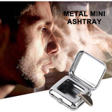 Draagbare Mini Metalen Zakasbak - Afneembare Vierkante Asbak met Deksel voor Onderweg - Geschikt voor Buitenreizen en Zakelijk Gebruik - Kleur: Zilver