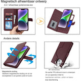 iPhone 15 Case Magsafe Compatibel - Flip Wallet Case Met Kaart Houder - PU Leren Beschermhoes - Afneembare 2-in-1 Wallet Functie - Magnetische Sluiting - Kickstand Voor Films/Video - Geschikt Voor iPhone 15 - Burgundy