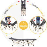 Opvouwbaar Campingbed Voor Volwassenen 190x71x36cm – Draagbaar Veldbed Tot 227kg – Vouwbed Met Stalen Frame &amp; 600D Oxford Stof – Lichtgewicht Logeerbed Voor Camping, Tuin, Strand, BBQ, Picknick Of Kantoor – Grijs Inklapbaar Bed