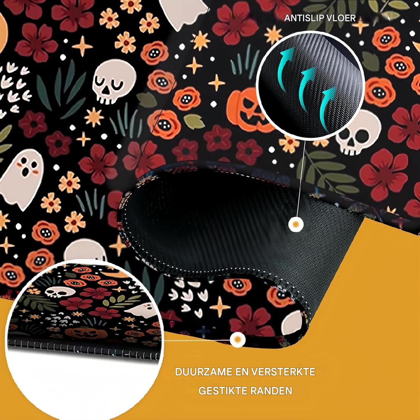 XXL Gaming Mouse Pad - 900 x 400 mm - Grote Onderlegger met Versterkte Randen - Non-Slip Rubber Onderkant - Waterdichte Bureau Mat - Halloween Design - Voor Laptop, Toetsenbord en Muis