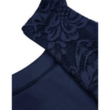 BeryLove Halter Cocktailjurk Voor Dames – Navy Blauwe Hoog-Laag Jurk Met Bloemenkant En Tulle – Mouwloze Elegante Swing Dress Met Slimme Taille En Verborgen Ritssluiting – Feest, Bruiloft Of Avondgelegenheden – Comfortabele Voering En Chic Kantdesign