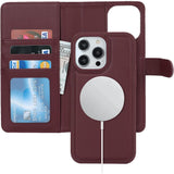 Beschermende Hoesje iPhone 15 Pro Magsafe Compatibel - Kaarthouder Flip Cover Lederen Portemonnee Case - Verwijderbare Cover Mannen - Stijlvolle Telefoon Accessoire Heren - Magnetische Sluiting - Mode Telefoonhoesje Portemonneehouder