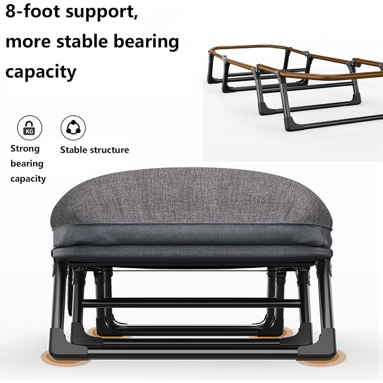 Opvouwbaar Logeerbed met Verstelbare Rugleuning – 6 Posities – Inklapbaar Bed met Matras en Zijvak – 180 × 66 × 30 cm – Voor Binnen & Buiten, Kantoor of Reizen