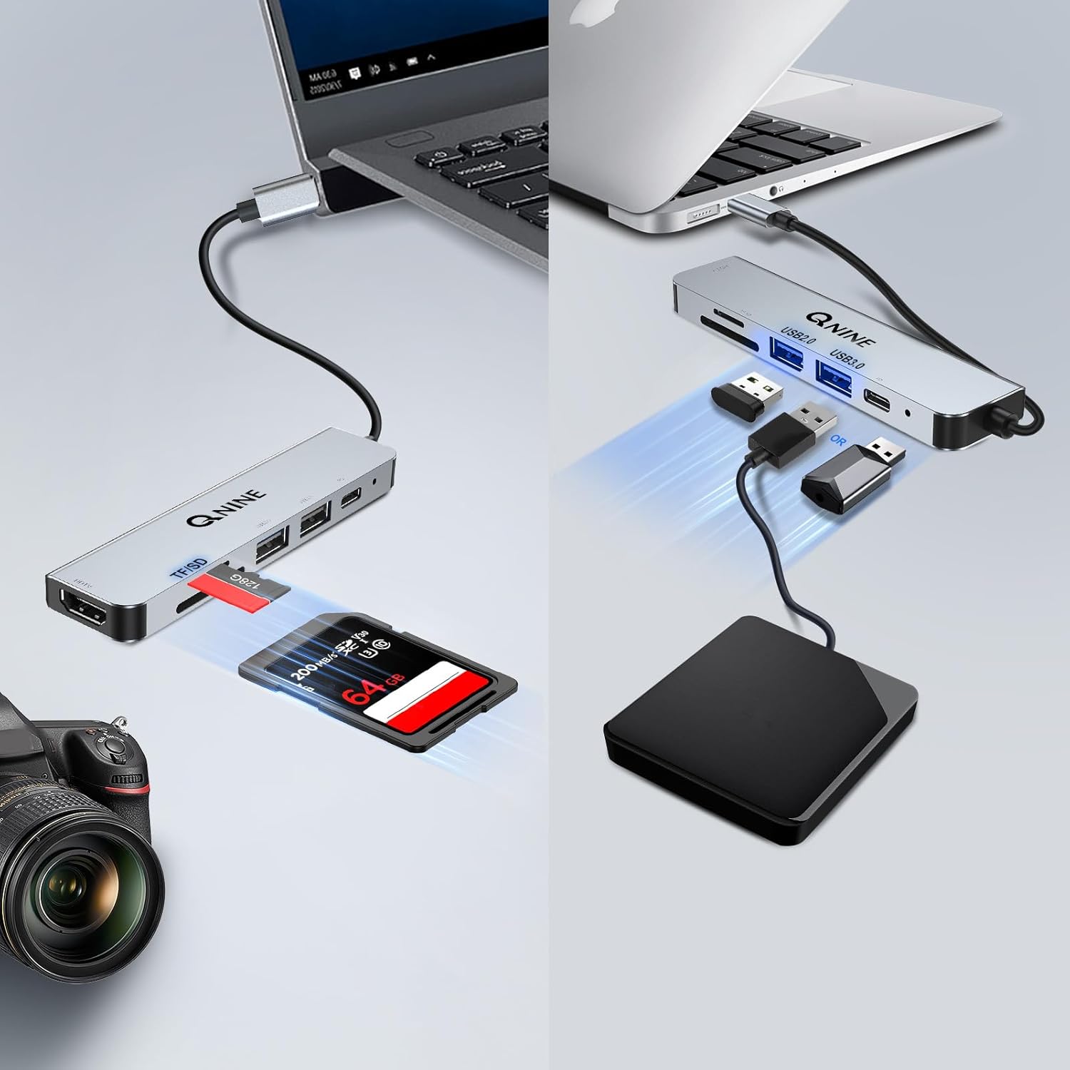 6 in 1 USB C Hub - 6 Poorten Aluminium USB C Adapter - 4K HDMI, 1080P VGA, USB 3.0x2, SD & TF Kaartlezer - 100W PD Opladen - Voor Type-C Apparaten - Hoge Resolutie, Snelle Gegevensoverdracht, Ideaal Voor Laptops - Draagbare Aluminium Behuizing