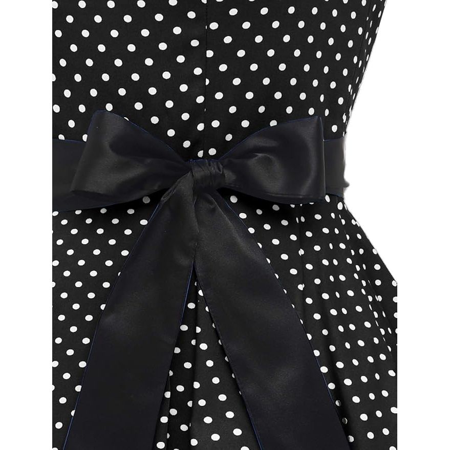 1950s Vintage Polkadot Swing Jurk - Maat L – Retro Cocktailjurk – Halterstijl – Elastische Rug Met Bandage en Verborgen Ritssluiting – Knielang – Perfect Voor Bruiloften, Proms, Feestjes en Thema-evenementen