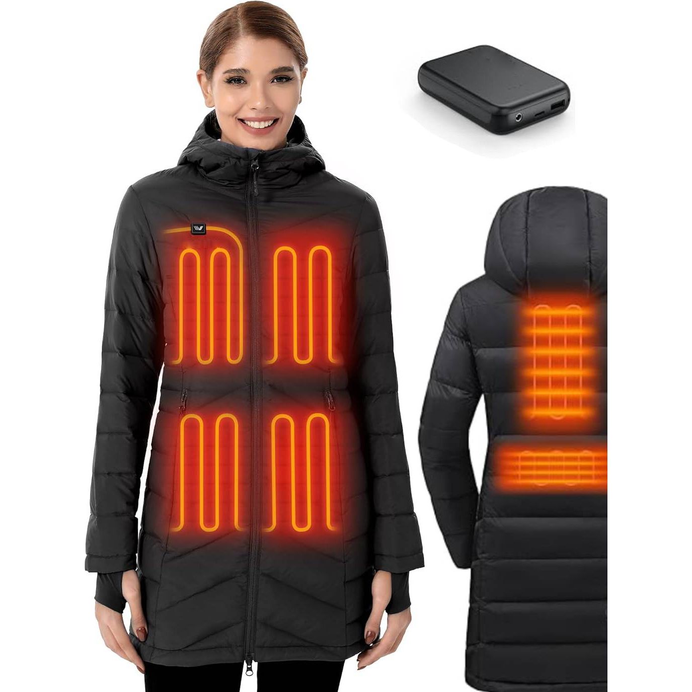 VENUS Elektrisch Verwarmde Jas - Tot 10 Uur Warm - Innovatieve Winterjas met Powerbank - 3 Verwarmingsstanden - Voor- en Achterzijde Verwarming - Wasbaar - Unisex - Maat L - 100% Polyester - Vegan