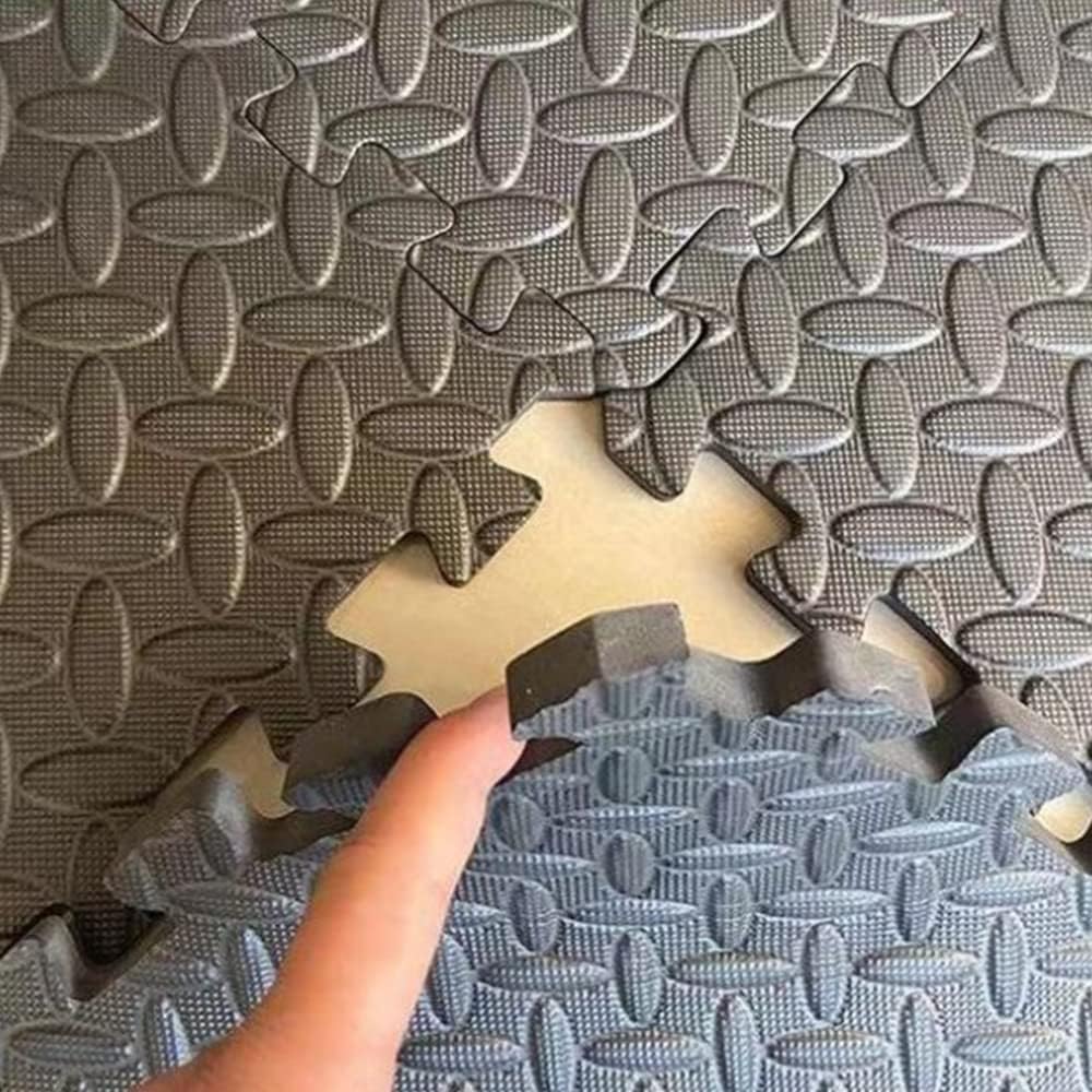 Set van 56 Vloerbeschermingsmatten met Randen – 30 x 30 cm | EVA Schuim Puzzeltegels voor Fitness, Gym, Garage, Speelkamer of Zwembad | Antislip, Geluiddempend & Waterdicht – 1 cm dik