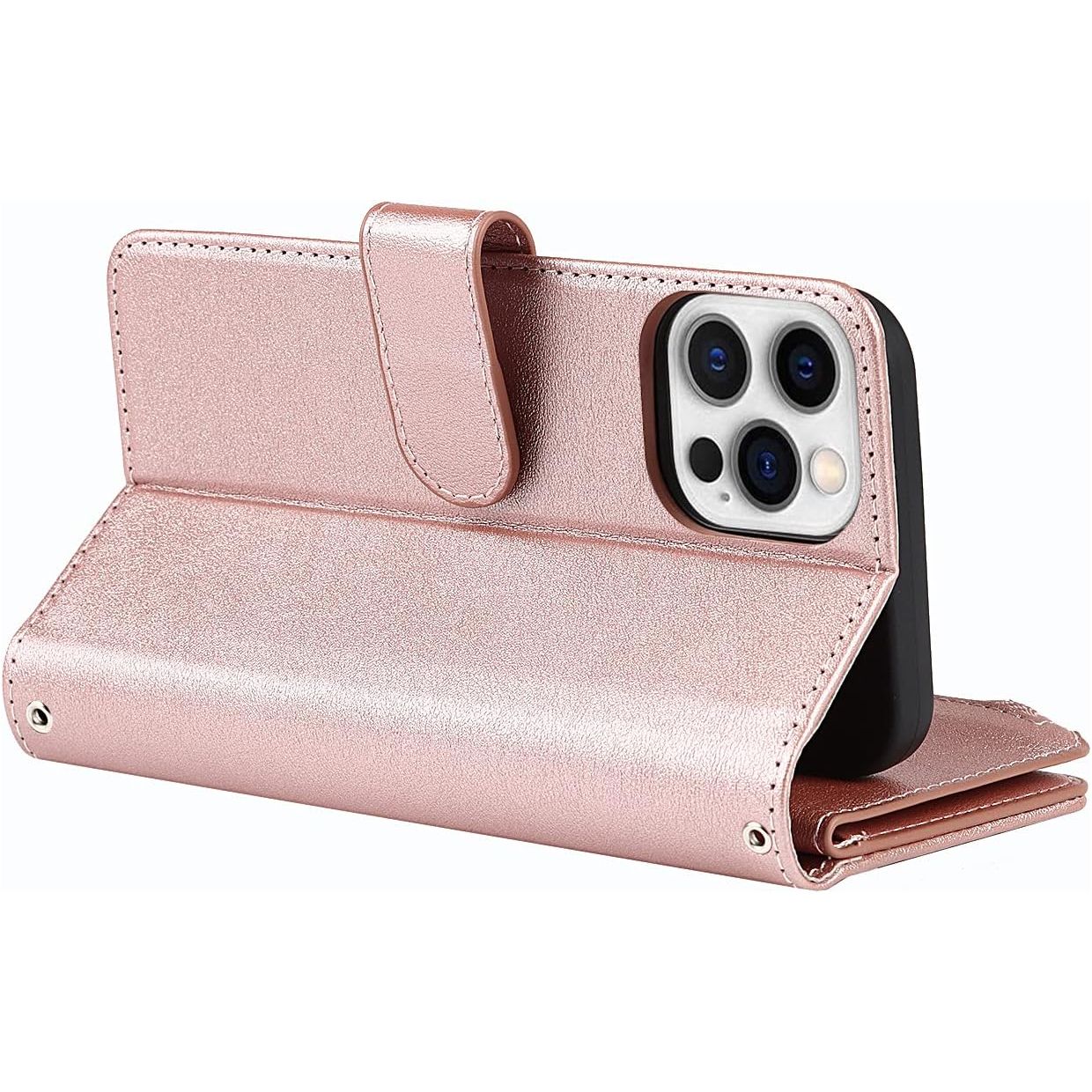 Mobiele Telefoonketting iPhone 14 Pro (6.1 Inch) Hoesje met Riem - Mobiele Telefoon Hoesje iPhone 14 Pro - Flip Leren Portemonnee Hoesje - [9 Kaartsleuven] [Magnetische Sluiting] - Flip Hoesje Beschermhoes voor iPhone 14