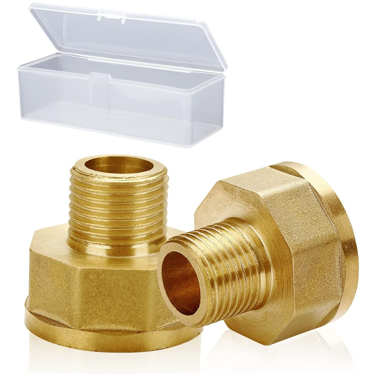 2 Stuks -Messing Verloopstukken 1/2 Inch naar 3/4 Inch - Met Duidelijke Schroefdraad en Afdichtring - Inclusief Transparante Doos - Geschikt voor Diverse Leidingsystemen
