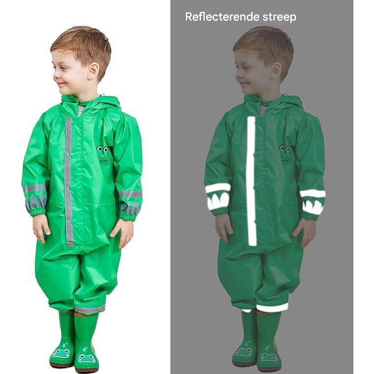 Kinderen Regenponcho - 7 tot 10 Jaar - Jongens / Meisjes - Waterdicht Regenpak met Capuchon - Reflecterend - Schattig Kikker Ontwerp - Ademend en Lichtgewicht Regenjas - Voor Kinderen 7-10 Jaar - Verstelbaar / Veilig - Maat L - voor Alle Seizoenen