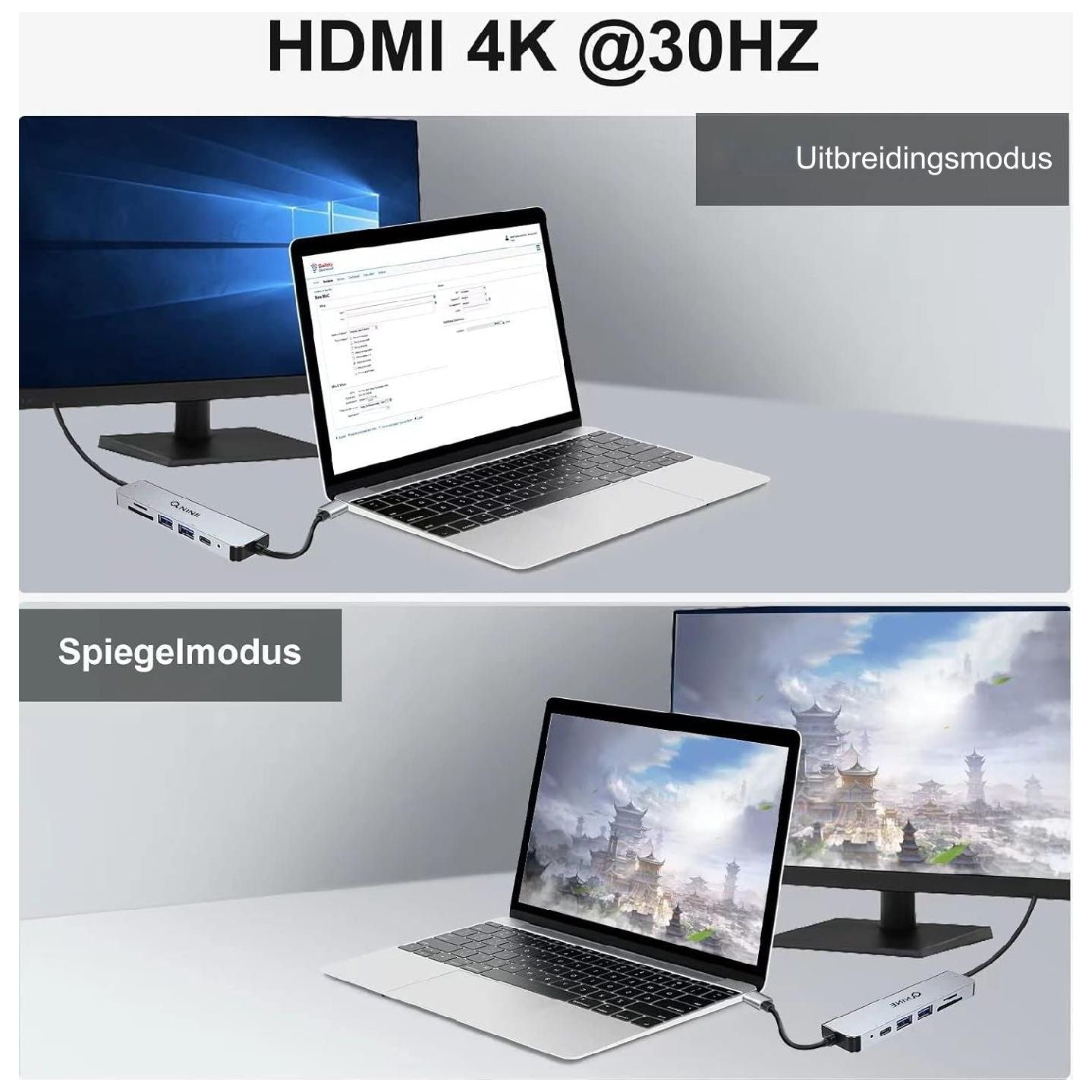 6 in 1 USB C Hub - 6 Poorten Aluminium USB C Adapter - 4K HDMI, 1080P VGA, USB 3.0x2, SD & TF Kaartlezer - 100W PD Opladen - Voor Type-C Apparaten - Hoge Resolutie, Snelle Gegevensoverdracht, Ideaal Voor Laptops - Draagbare Aluminium Behuizing