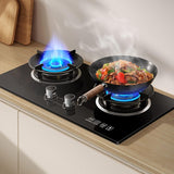2-pits gaskookplaat – inbouw of tafelmodel – 73 x 41 cm – zwart gehard glas – gaskookplaat met thermokoppel vlambeveiliging – krachtige branders – veilige knopbediening – geschikt voor thuis, camper, buitenkeuken – eenvoudig schoon te maken