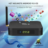 TX6 Android TV-Box 9.0 – Smart TV-Box TX6 – 4 GB RAM + 32 GB ROM – Dual WiFi 2.4G/5G – Bluetooth – Quad Core Processor – 4K Ultra HD H.265 – USB 3.0 – Uitbreidbaar Geheugen – Gebruiksvriendelijk Ontwerp