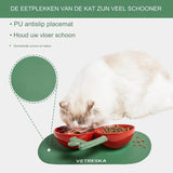 Cherry Kattenvoerbakken Voor Binnenkatten - Keramische Gekantelde Kattenvoerbak Kleine Hondenbakken - Brede Kattenbakken Anti-Geluid Antislip Puppy Eetbak - Anti-Kots Ontwerp - Ergonomisch Ontworpen Om De Wervelkolom Te Beschermen