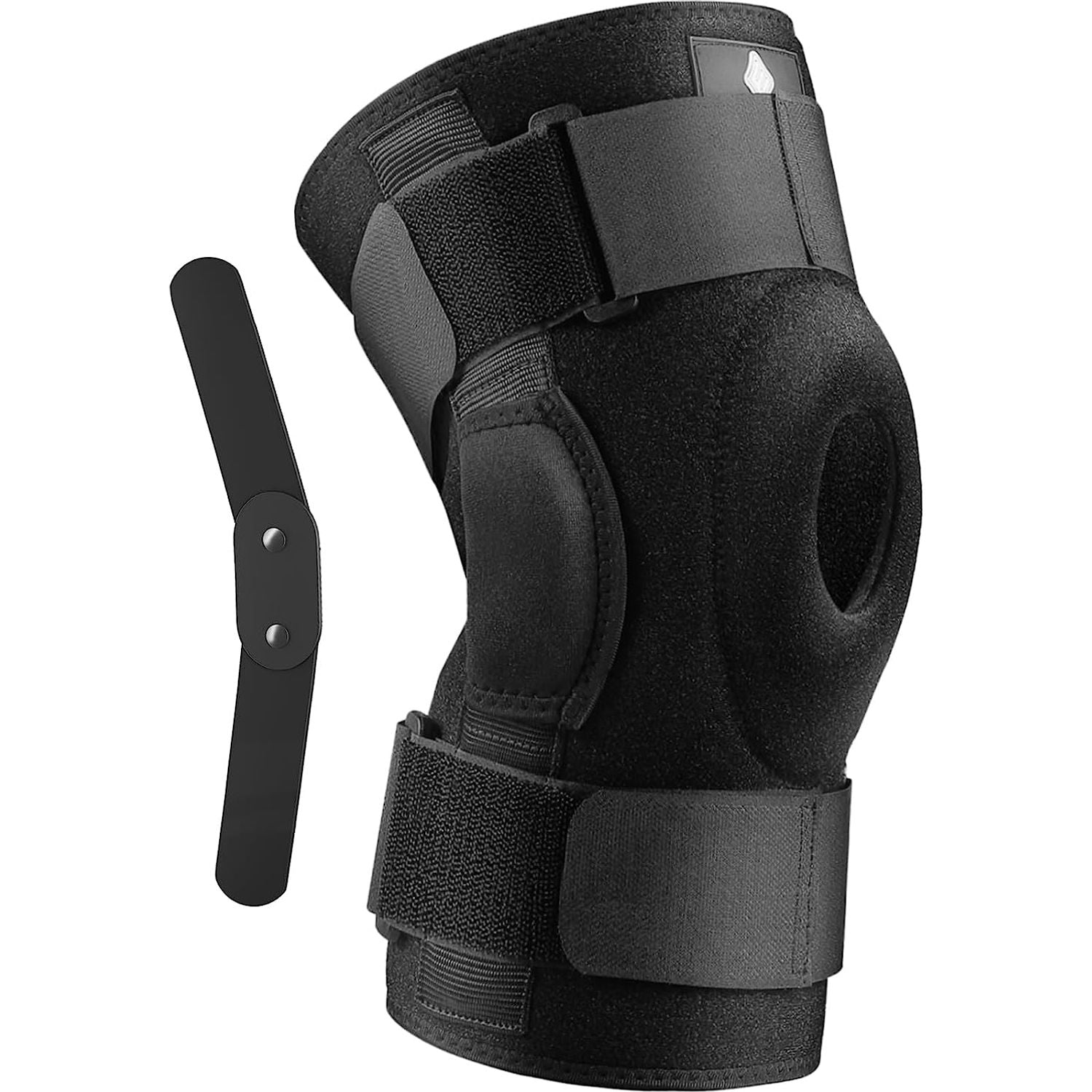 Gescharnierde Kniebrace met Zijstabilisatoren – Maximale Ondersteuning – Open Patella Compressie voor Mannen & Vrouwen – Verlichting bij Pijn, Zwelling, Gewrichtspijn, Blessureherstel - Zwart