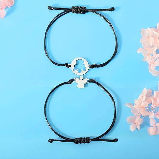 2 Stuks - Armband Voor Peettante, Peetdochter Geschenken voor Peetkind, Peettante, Armbanden, Verjaardagscadeau Ideeën, Hart Beschermengel Sieraden, Vrouwensieraden Set voor 2 Dames