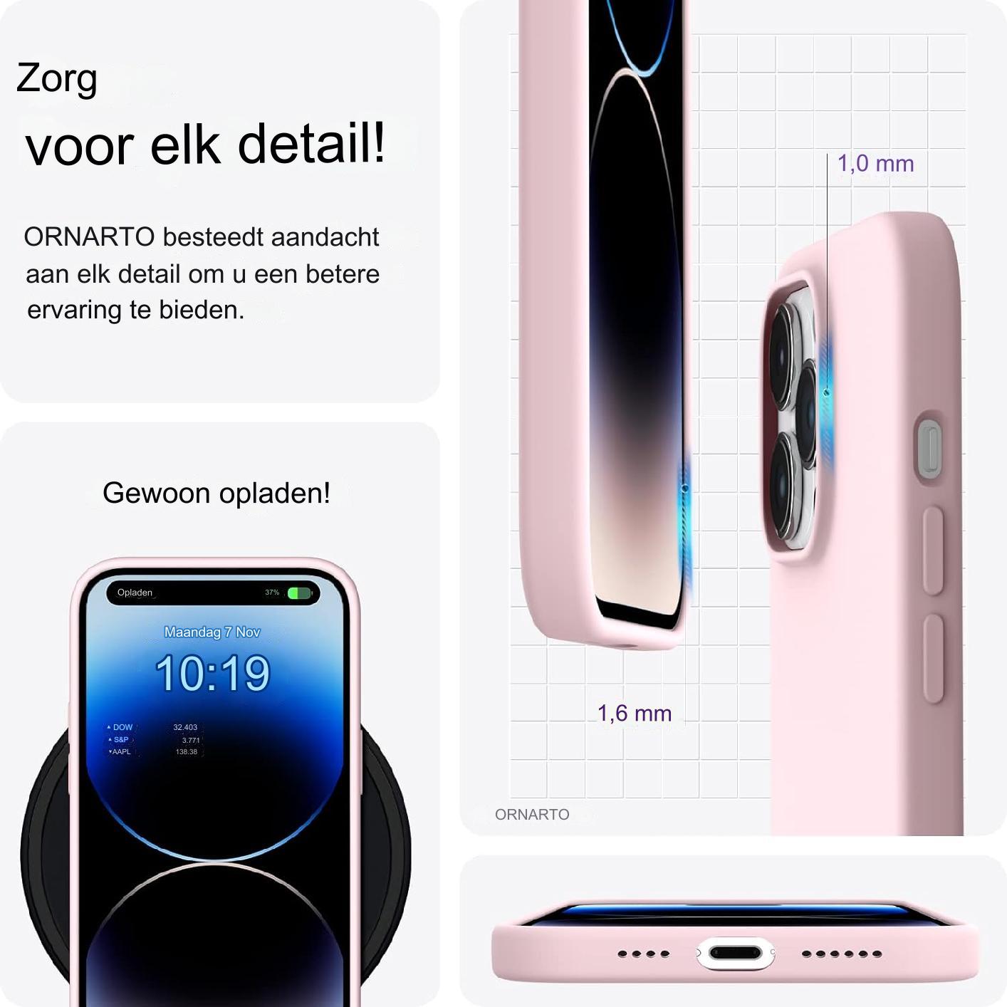 Premium Siliconen Hoesje Voor iPhone 14 & iPhone 14 Pro (6.1 Inch) – Slank & Lichtgewicht Design – Driedubbele Bescherming Tegen Stoten En Krassen – Zachte Grip Met Vloeibaar Siliconen Materiaal – Modieuze Krijtroze Cover Met Perfecte Pasvorm