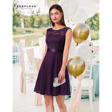 Korte Bloemenkant Bridesmaid Jurk - Elegante Party Jurk –  Cocktailjurk Met Strikceintuur – Perfect Voor Bruiloften, Proms, Feestjes en Speciaal Events (kopie)