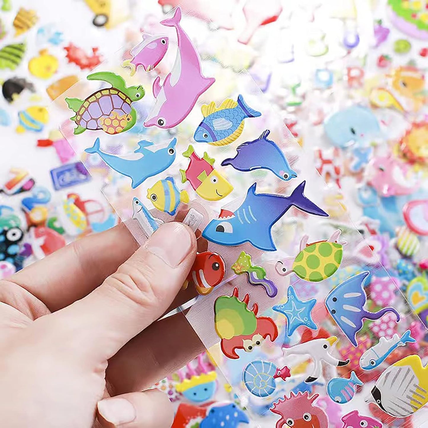 3D Zeeleven Stickers voor Kinderen - 14 Vellen - Puffy Zeedieren Stickers voor Jongens en Meisjes - Educatieve Beloningsstickers - Feestartikelen - Verjaardag - 17x7cm
