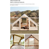 Opblaasbare Katoenen Tent – Luxe Outdoor Camping Cabin Tent met Pomp – 4-Seizoenen Waterdichte Canvas Tent zonder Stokken – 3-4 Personen – 210×300×200 cm – Khaki