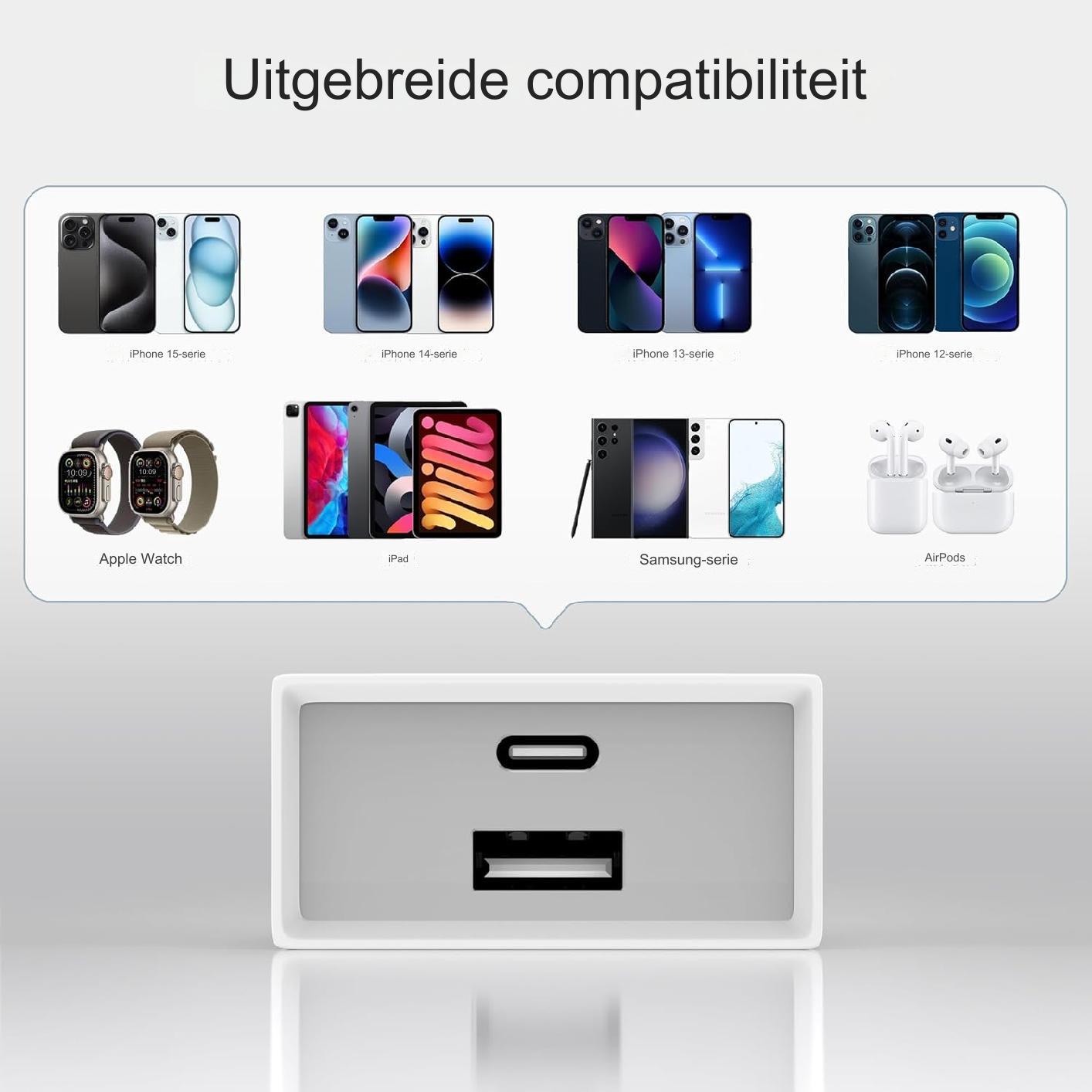 Vervangende 20W USB C / USB Oplader voor iPhone 15 14 13 12 11 Pro Max SE XS XR 8 Plus, Samsung Galaxy, iPad, USBC Type C Snellader Adapter Anlikool - Snel Opladen met USB-C, Compact Ontwerp, Veelzijdige Compatibiliteit