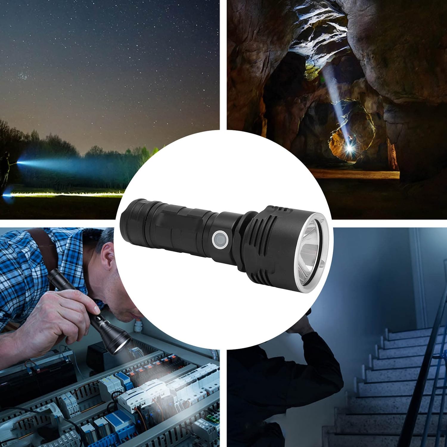 Waterbestendige Oplaadbare LED Zaklamp - Multifunctionele, Krachtige Buitenlamp met USB, Ideaal voor Camping, Wandelen, Patrouille, Avontuurlijke Activiteiten - Duurzaam Aluminium, USB-Oplaadbaar, 3 Verlichtingsstanden