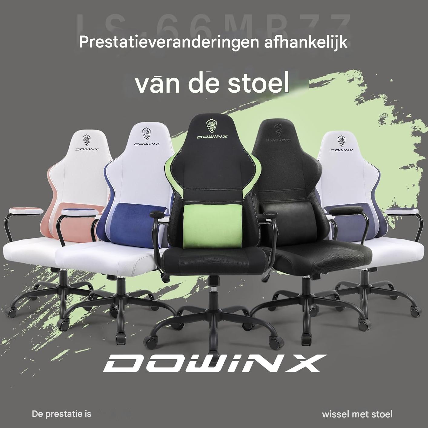 Dowinx Mesh Gaming Chair - Ergonomische Bureaustoel - Verstelbare Hoge Rugleuning - Lendensteun - Schommelstoel - Ademend Gaas - Verstelbare Hoogte - Comfortabel en Compact Ontwerp