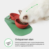 Cherry Kattenvoerbakken Voor Binnenkatten - Keramische Gekantelde Kattenvoerbak Kleine Hondenbakken - Brede Kattenbakken Anti-Geluid Antislip Puppy Eetbak - Anti-Kots Ontwerp - Ergonomisch Ontworpen Om De Wervelkolom Te Beschermen