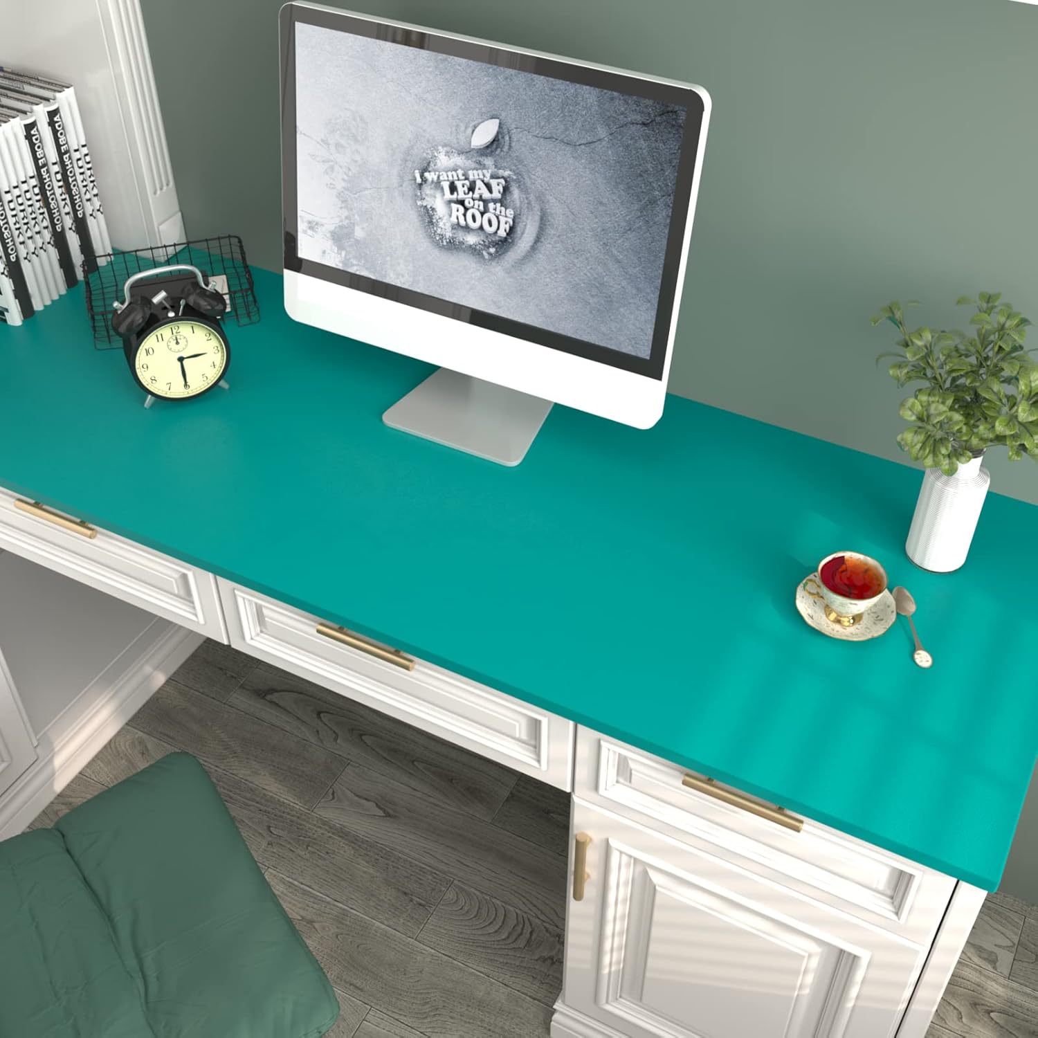 Zelfklevend Behang – 1 Rol – 40 cm x 8 m – Mat Blauw Zelfklevende Vinylfolie – Meubelstickers – Keukenfolie – Contactpapier – Blauw Behang – Kastfolie – Waterdicht / Verwijderbaar – Voor Meubels, Muren, Werkblad & Kasten – 3,2 m²