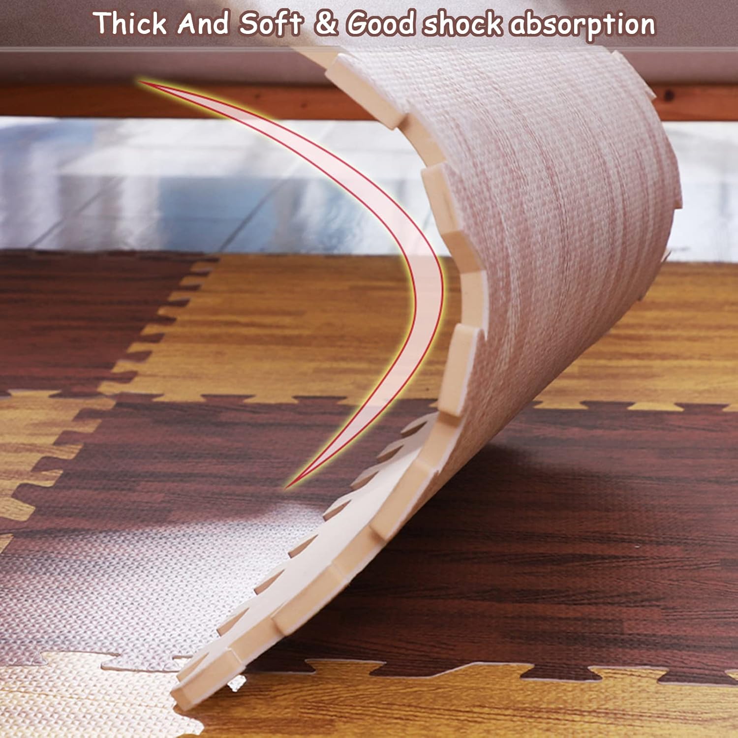 8 Stuks Houtlook Vloermatten – 60x60x1.2cm EVA Foam Tegels – Interlockende Vloertegels Met Rand – Schuimrubberen Puzzelmatten – Houtnerf Vloertegels Voor Gym Slaapkamer Speelruimte Yoga – Donker Bruin Geluidsdempend & Waterafstotend