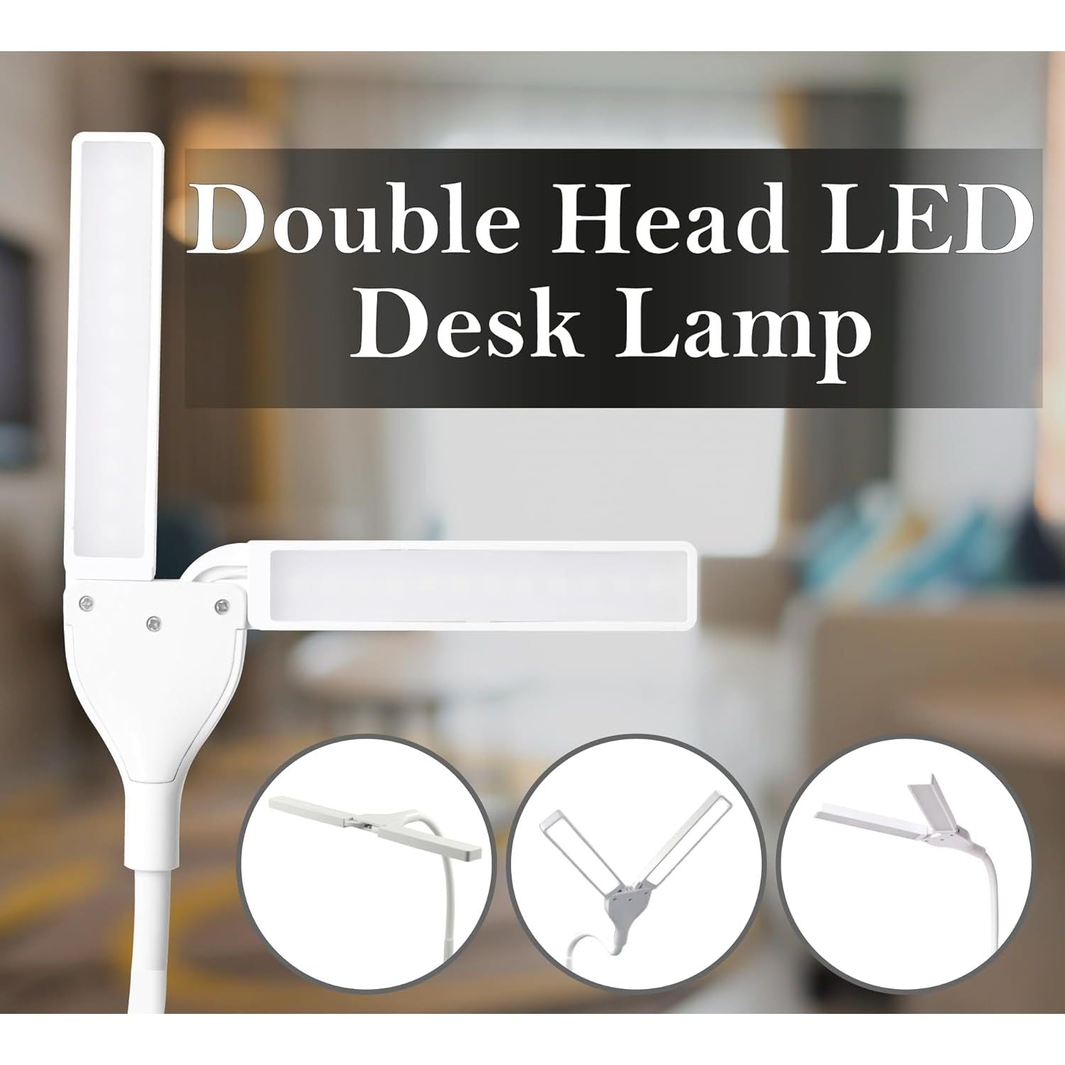 O'goods LED bureaulamp oplaadbaar – RGB nachtlamp met flexibele zwanenhals – 140 lumen dimbare tafellamp – verstelbare dubbele lampkop – USB oplaadpoort bureaulamp – touch bediening – draadloze bureau verlichting
