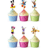 34 Delig -  Mickey en Minnie Mouse Cupcake Toppers - Perfecte Decoratie voor Bruiloft, Baby Shower en Verjaardagsfeestjes - Inclusief 24 Papieren Taarttoppers En 10 3D-figuurtjes