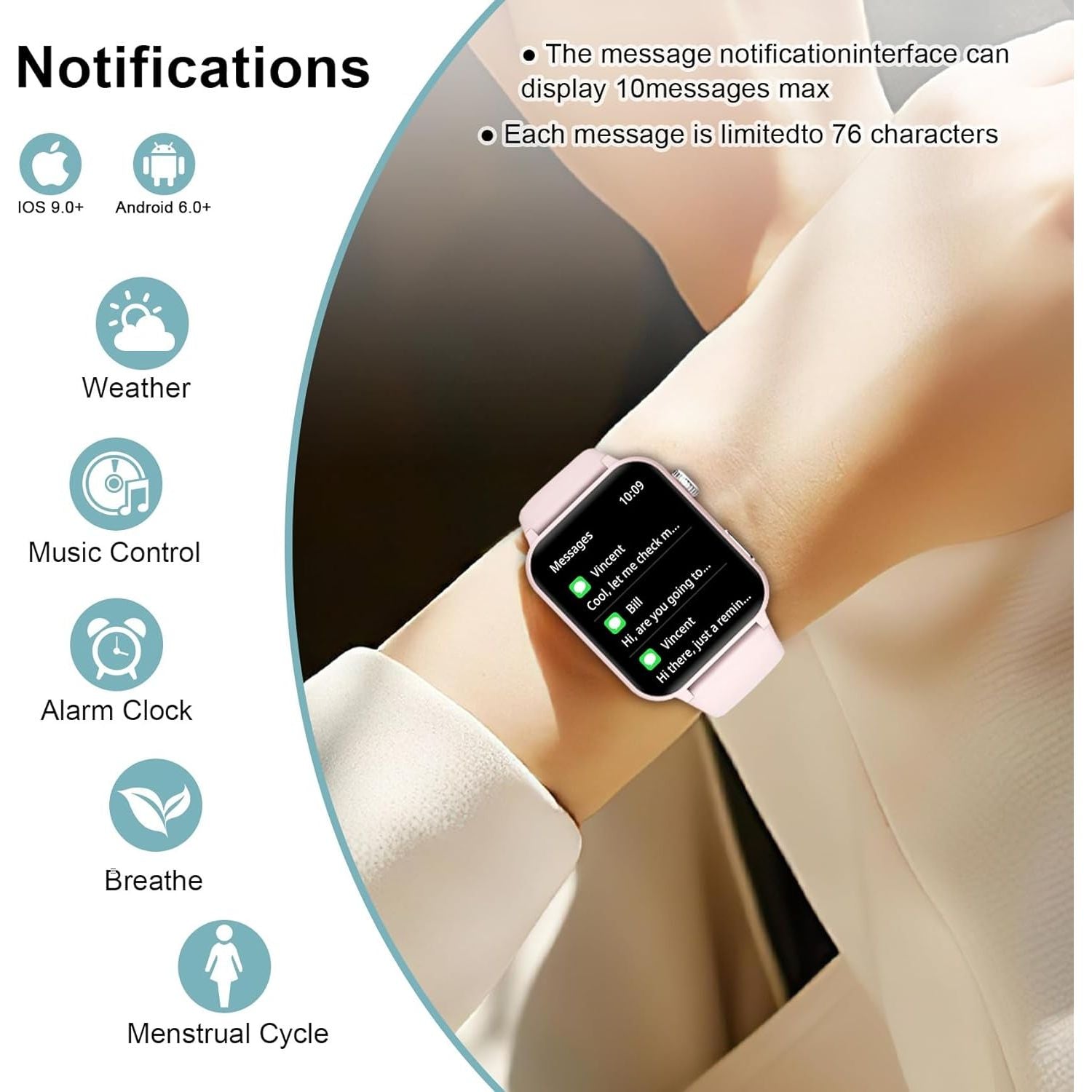 Multifunctioneel Smartwatch  - Met Extra Horlogeband- Bellen/Opnemen - Kunstmatige Intelligentie Stem - 1.85'' Fitnesstracker met SpO2 - Hartslagmeter - Slaapmonitor - Fitnesstracker 100+ Sportmodi - Calorieënteller - Smartwatches voor Android en iOS