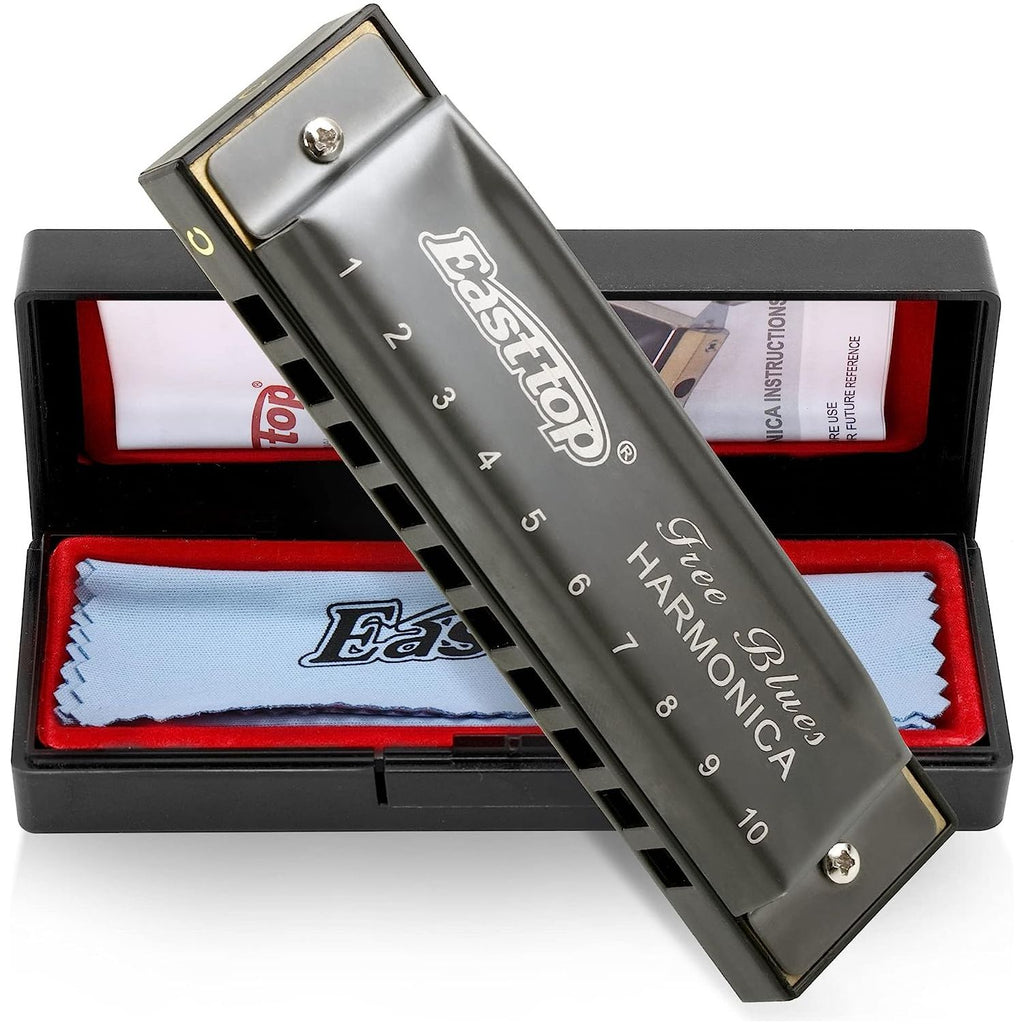 Mondharmonica, Diatonische Blues Deluxe Mondharmonica in de Toonsoort C, 10 Gaten 20 Tonen Blues Harp Mondorgel Mondharmonica Voor Volwassenen, Beginners, Professionals en Studenten, als Geschenk (Zilver Grijs)