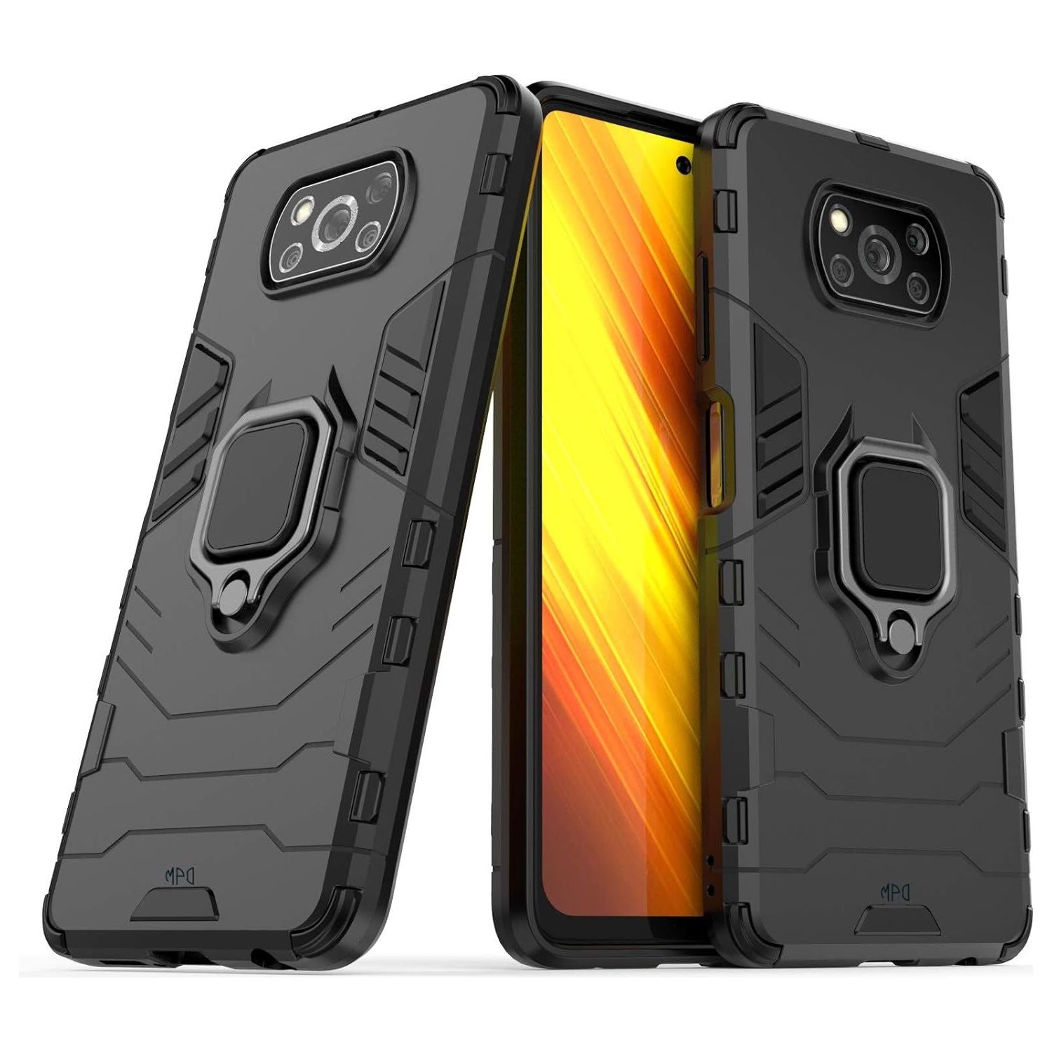 Multifunctioneel Ringhouder Hoes - Geschikt voor Xiaomi Poco X3 NFC/X3 Pro - Extra Sterke Mobiele Hoes - Ultieme Bescherming, Shockproof met Magnetische Houder - Inclusief Schermbeschermer