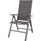 LIVARNO Home Standenstoel Toronto – Inklapbare Aluminium Tuinstoel – 7-Posities Verstelbare Rugleuning – Weerbestendige Textileen Bekleding – Comfortabele Buitenstoel Met Kunststof Armleuningen – Grijs – Tot 120 kg