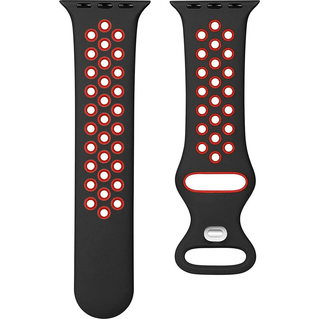 2 Stuks - Vervangende Siliconen Sportband - Geschikt Voor Apple Watch - 38mm, 40mm, 41mm - Siliconen Fitness Bandje - Ademend - Comfortabel - Waterdicht - Geschikt voor Apple Watch Series 8, 7, 6, 5, 4, 3, 2, 1, SE