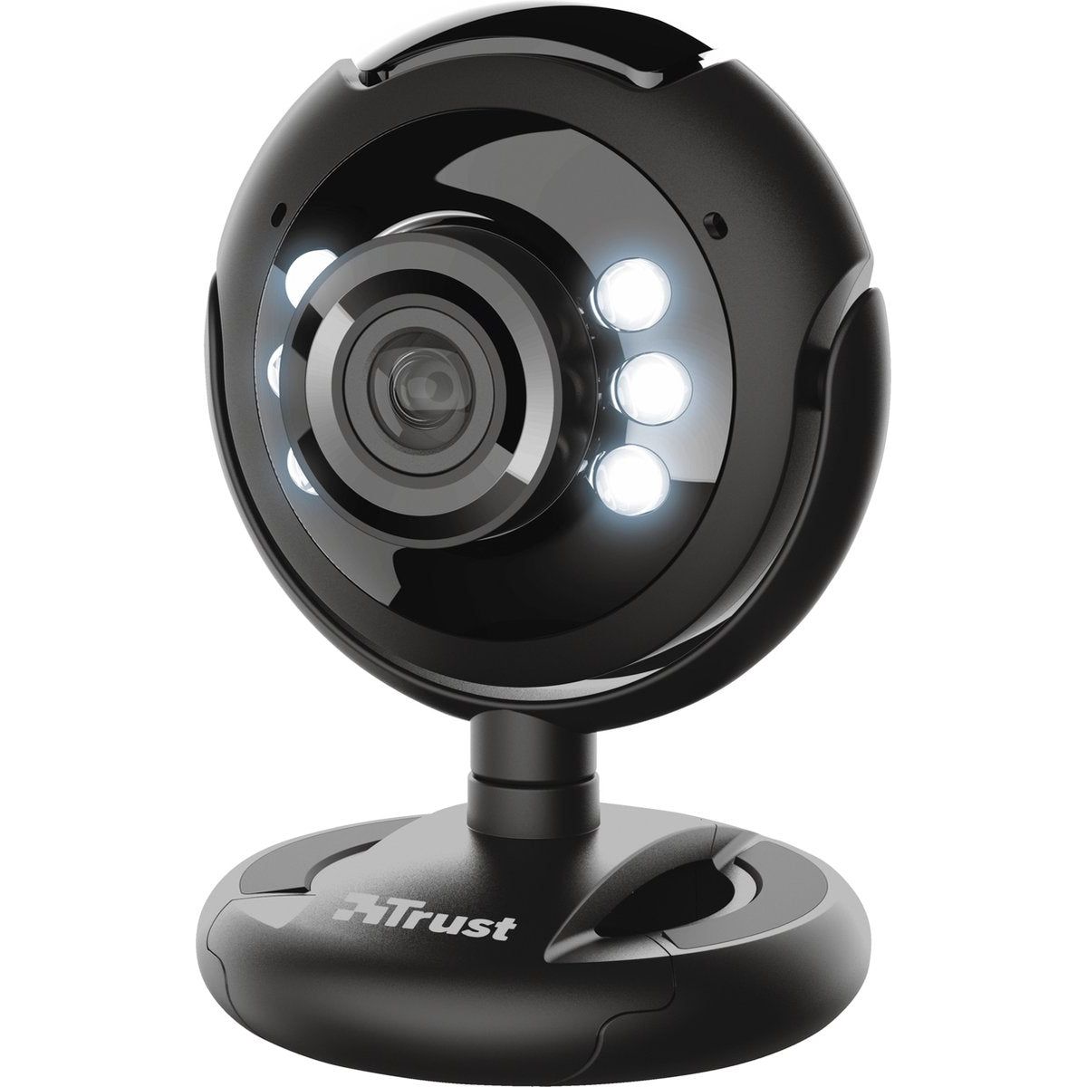 Trust Spotlight Pro – Webcam – 640 x 480 Resolutie – Ingebouwde Microfoon – 6 Dimbare LED Lampjes – USB Aansluiting – 170 cm Kabel – Zwart