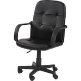Luxe Bureaustoel Met Kunstleren Bekleding – Ergonomische Draaistoel Met Armleuningen En Wielen – In Hoogte Verstelbare Zitting – Zwart Kantoorstoel Voor Thuis Of Werkplek – 57,5 x 58 x 104 cm – Comfortabele Rugleuning 55 cm