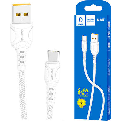 3 Stuks - Siliconen USB Type-C Kabel - Hoge Snelheid Opladen en Gegevensoverdracht - 2.4A - 1 Meter - Wit - Betrouwbare en Duurzame Kabel met Overspanningsbeveiliging