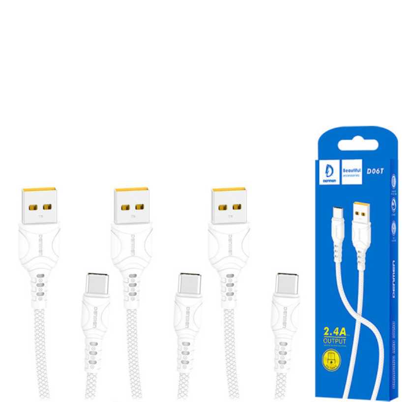 3 Stuks - Siliconen USB Type-C Kabel - Hoge Snelheid Opladen en Gegevensoverdracht - 2.4A - 1 Meter - Wit - Betrouwbare en Duurzame Kabel met Overspanningsbeveiliging