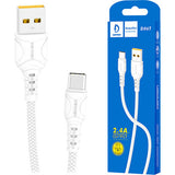 3 Stuks - Siliconen USB Type-C Kabel - Hoge Snelheid Opladen en Gegevensoverdracht - 2.4A - 1 Meter - Wit - Betrouwbare en Duurzame Kabel met Overspanningsbeveiliging