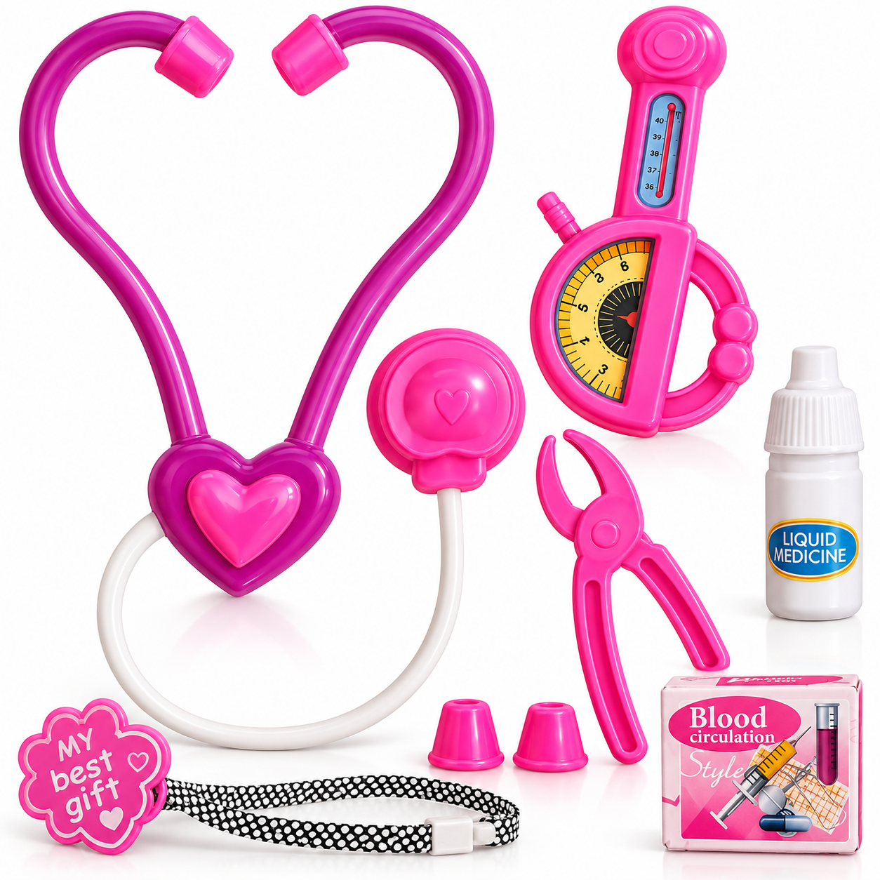 3 Pack - Dokters Speelset - Roze - Medische Speelgoedset voor Kinderen - 31x21 cm - Vanaf 3 Jaar