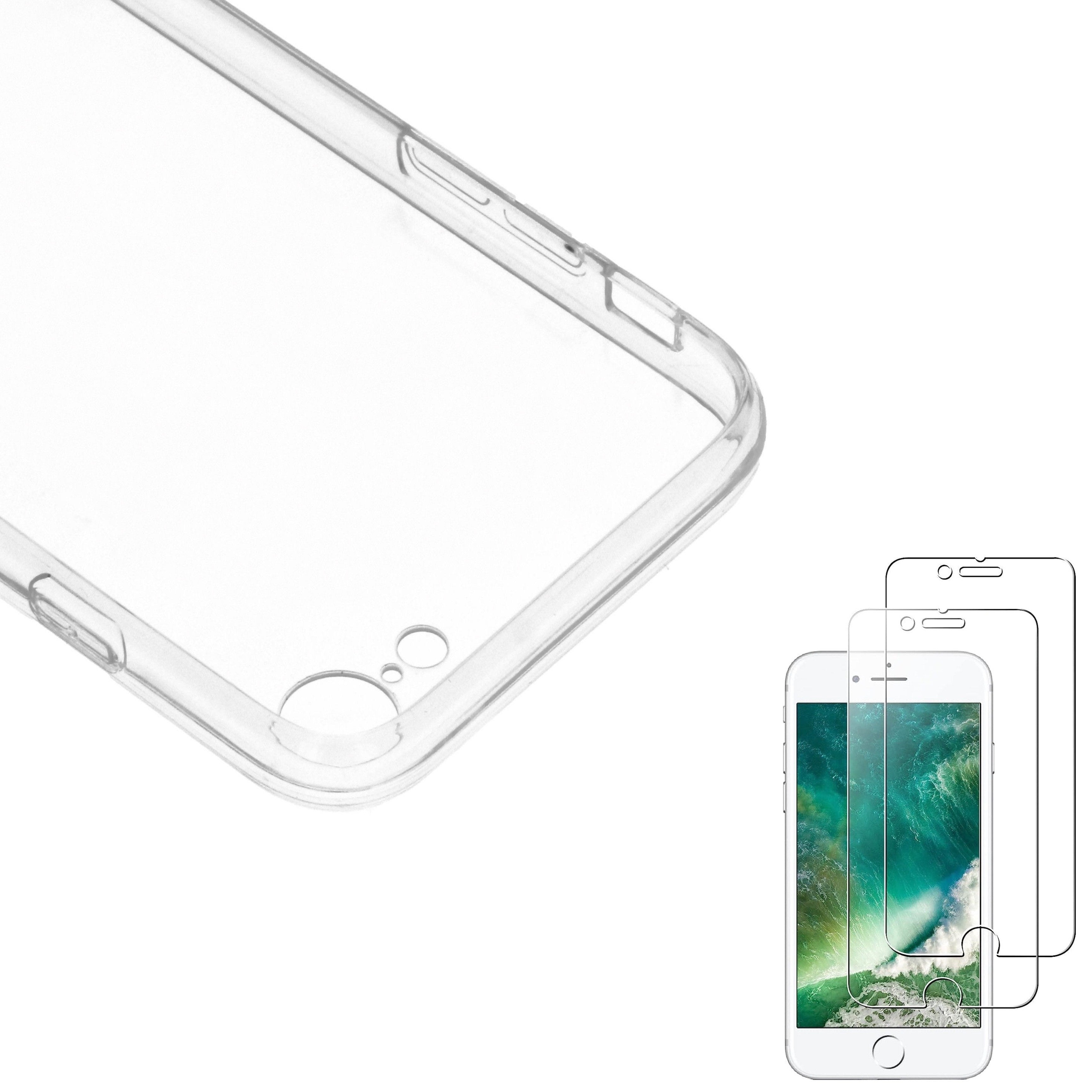 Hoogwaardige Beschermingsset met Doorzichtige Gel Hoes en 2x Premium Gehard Glas Schermbeschermer voor iPhone SE 2020, iPhone 7 en iPhone 8 - Ultieme Bescherming Tegen Krassen en Stoten