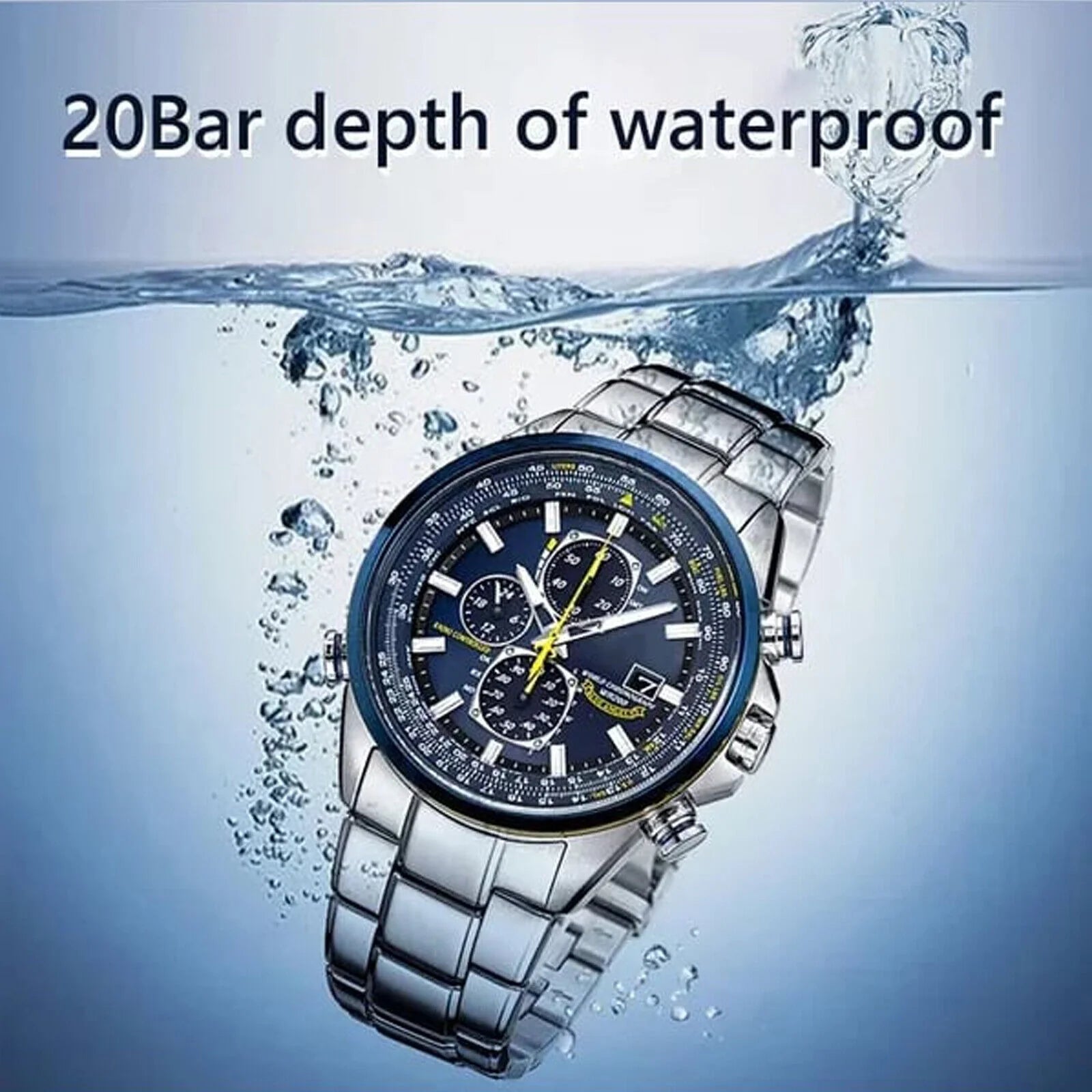 Luxe-Herenhorloge - Quartz-Chronograaf - Waterdicht-Polshorloge - Stijlvol-Zakelijk-Horloge - RVS-Behuizing - Metalen-Band - Multifunctioneel-Polshorloge - Elegant-Ontwerp - Ideaal-Voor-Gelegenheden - Nauwkeurige-Tijdweergave