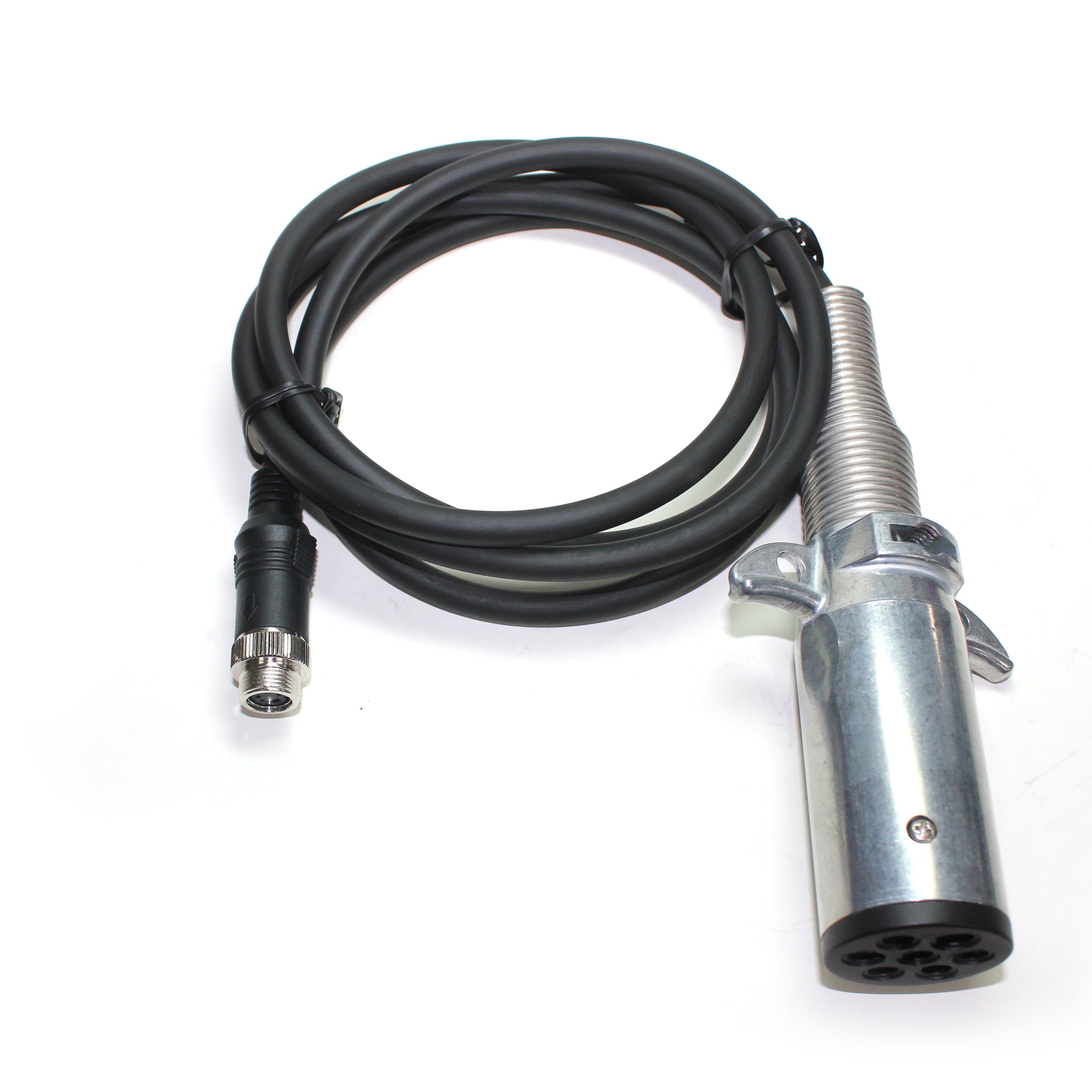 Robuuste 7-pins Trekhaak Kabel voor Trailer naar Camera - 7P2MHD-F - MXN/System A Verlengkabel - 2 Meter - Aanhangwagenconnector zonder Krul - Heavy Duty Ø8mm Urethaan - Olie-, Warmte- en Brandstofbestendig - Waterdichte 4-Pin Mini-DIN en 7-Pin Connector